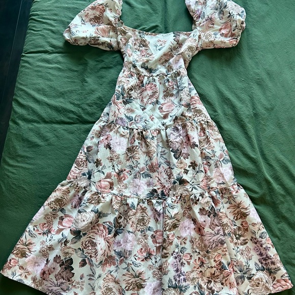 Cider Pink and Blue Puff Sleeve Sundress - Picture 1 of 2